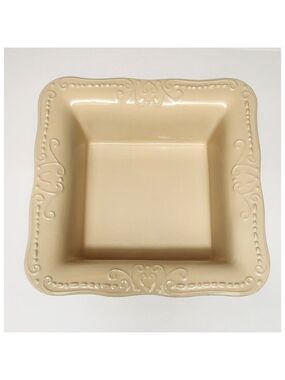Isabella. Vintage Large Rectangular Beige Stoneware 12" Baking Dish Pan